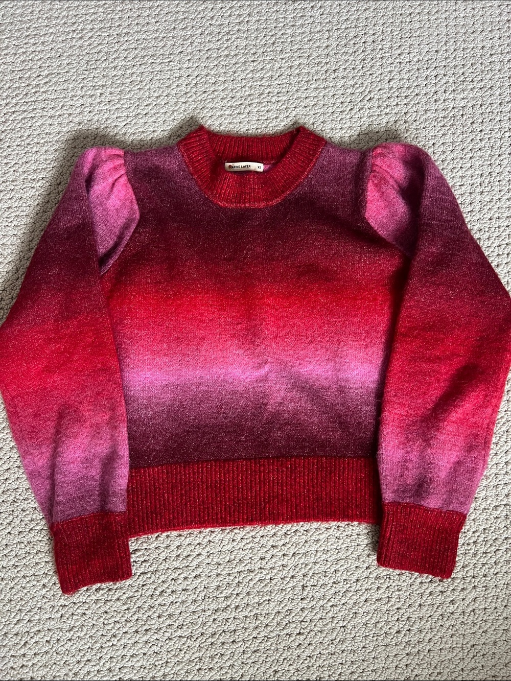 Marine Layer Ombre Red to Pink Crewneck Sweater